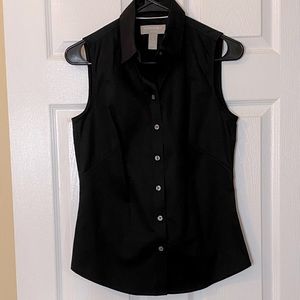 Banana Republic Tailored Sleeveless Shirt BLACK